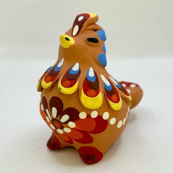 Russian Colorful Hand Painted Bird Whistle Clay Folk Art Raised Feathers - Picture 3 of 9